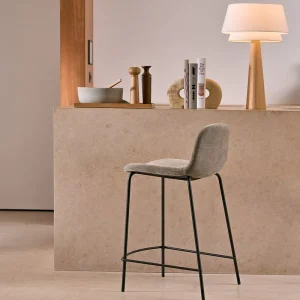 Modern Velvet Upholstered Bar Stool with Black Metal Frame Ergonomic High Back Easy Assembly Set of 2 for Home Bar