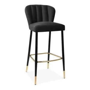 Modern Velvet Upholstered Bar Stools with Gold Legs Counter Height Chairs for Home Bar Bedroom Outdoor & Dining Use