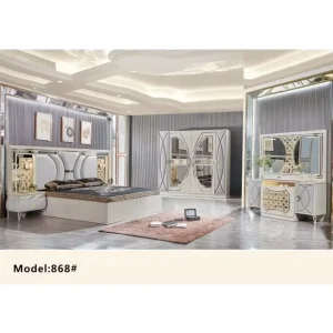 Modern Vietnam Bedroom Set with Storage King Bed Frame & Dressing Mirror Hotel Size Furniture for Apartment Use