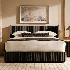 Modern Villa Bedroom Wooden Bed Indoor Wooden Bed Set Resort Hotel Guest Room Furniture Set Comfortable Apartment Double Bed