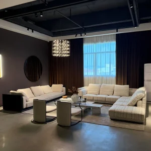 Modern Villa Hotel Living Room Sectional Sofa Set Fabric Sofa with Solid Wood Frame & High Density Sponge