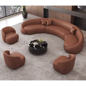 Modern Villa Leisure Living Room Furniture Set Comfortable PU Leather Sofa Coffee Table Apartment Mall Hotel Use Eco Friendly