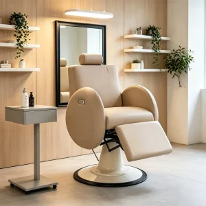 Modern Vintage European Metal Barber Chair 360 Degree Rotation Hydraulic Reclining Adjustable Heavy Duty Professional Salon