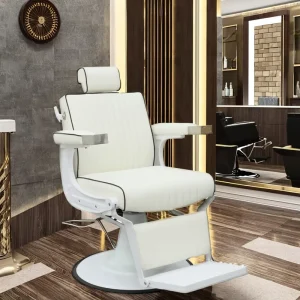 Modern Vintage Leather Barber Chair for Barbershop and Home Styling Beauty Salon Furniture with Reclining Hydraulic Feature