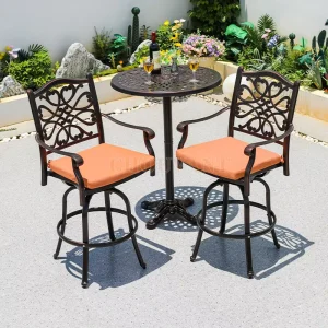 Modern Vintage Outdoor Bistro Metal Flower Swivel Chair Aluminum Frame Party Tables and Bar Chairs for Hotels