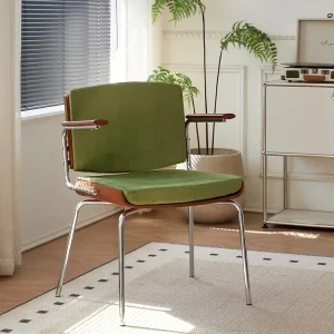 Modern Vintage Style Durable Metal Dining Chair with Comfortable Armrest Backrest for Home Office Living Rooms or Dining Areas