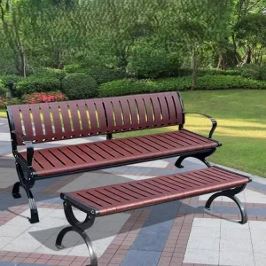 Modern WPC Metal Frame Durable Outdoor Patio Bench with Backrest 2-Seater Multi-Specification