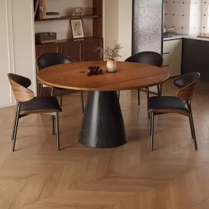Modern Wabi Sabi Extendable Dining Table Set Wood Apartment Home Hotel Villa Restaurant Complete Furniture Set