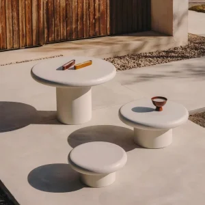 Modern Wabi Sabi Fiberglass Mushroom Nesting Coffee Table Set One Piece Fully Assembled Living Room