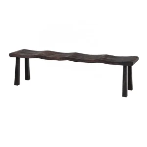 Modern Wabi-Sabi Solid Wood Bench Wave Design Stool Dining Bench Zen Style Seating For Bedroom Living