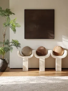 Modern Wabi sabi Fiberglass Long Bench Creative FRP Wave Bench Lounge Chair for Boutique Clothing Store Hotel Villa Lobby