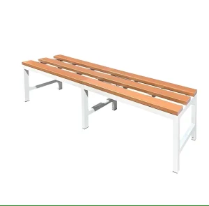Modern Waiting Chair Long Bench Waterproof WPC Slats Steel Frame Durable Hospital Hotel Patio Garden Public Seating