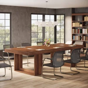 Modern Walnut Conference Table 10 Person Rectangular Wooden Meeting Room Table Large Office Conference Tables Furniture