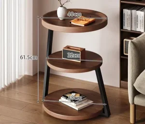 Modern Walnut Finish or White Solid Wood Side Table with Metal Legs for Living Room Hotel Use