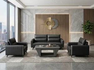 Modern Waterproof PU Leather Office Sofa Commercial Waiting Room Sofa for Living Room Use High Density Sponge