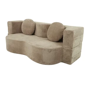 Modern Wavy Shape Upholstered Semicircular Curved Sofa Set with Plush Pillows Eco Friendly Design