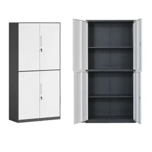 Modern White 4-Door Cold Rolled Steel Filing Cabinet Double Layer Design 2 Independent Steel Locks Adjustable Shelves