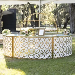 Modern White Bar Table Gold Frame Stainless Steel Wedding Decorations Bar Table Cocktail Table