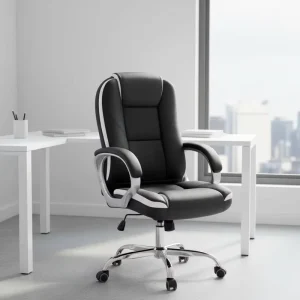 Modern White Black Convertible Executive Desk Commercial Office Chair with Adjustable Height Headrest Leather 200kg Extendable