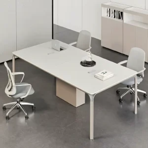 Modern White Conference Table Wooden Meeting Table for 8 10 12 Person Large Rectangular Boardroom Desk