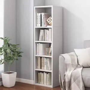 Modern White Corner Wooden Panel Bookcase European Style 6 Cube Bookshelf for Small Spaces School Use