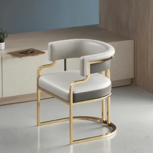 Modern White Cream Leather Executive Ergonomic Office Chair Stainless Steel Frame Stylish Design Client Waiting Dining