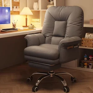 Modern White Ergonomic Swivel Office Chair Luxury Plush Comfort with Wheels for Office & Living Room Fabric Material