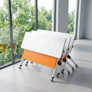 Modern White Flip Top Foldable Training Table Green Panel Mobile School Classroom Desk with Wheels for Seminar Office