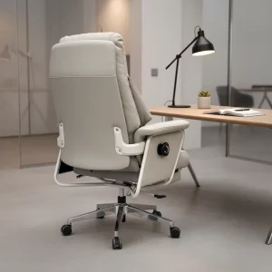 Modern White High Back Leather Executive Office Chair 180 Reclining for Home Office Hospital Use Lunch Break Nap