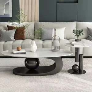 Modern White Iron Coffee Table Oval Leaf Shape Coffee Table Living Room C Coffee Table