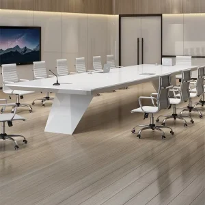 Modern White Lacquered Conference Table Large Office Meeting Desk Negotiation Boardroom Table Multiple Sizes Customizable