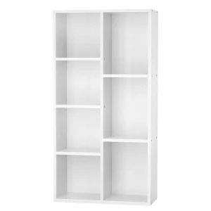 Modern White MDF Bookcase Toy Storage Cabinet Wooden Display Floor Stand for Home Office Living Room Bedroom School Hotel