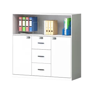 Modern White Metal Low Profile File Cabinet Lockable Drawer Organizer for Workspace White Cold Rolled Steel Short Filing Cabinet