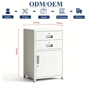 Modern White Metal Storage Cabinet 2 Drawers Lockable Flat Pack Metal Office Sideboard Cupboard for Office Furniture