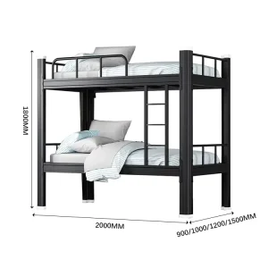 Modern White Metal Twin Size Platform Bed Frame Double Decker Loft Bed with Assembly Instructions Steel Frame for Hotels