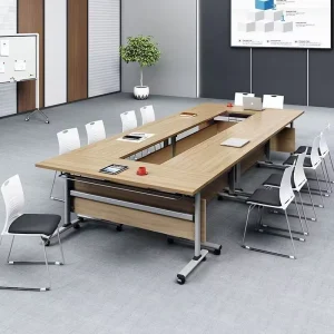 Modern White Modular Training Table with Wheels Mobile Collaborative Office Meeting Table for Seminar Room University