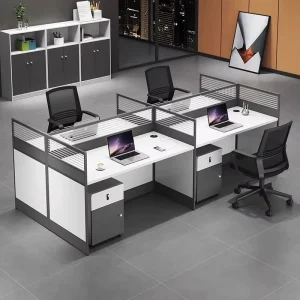 Modern White Office Desk 4 6 Seats Staff Workstation Computer Table Workstation Desks Employee Workbench