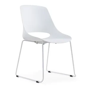 Modern White PP Ergonomic Dining Waiting Chairs No Arms Stackable Waterproof Metal Steel Legs Home Restaurant Cafe
