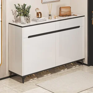 Modern White Shoe Rack Cabinet with Drawer Large Capacity Entryway Door Shoe Storage Cabinet for Hallway Apartment