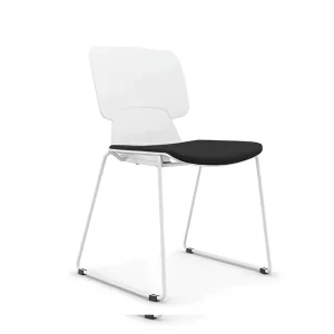 Modern White Stackable Office Meeting Chair with Mesh Seat and 5 Year Warranty for Conference Rooms and Home Use