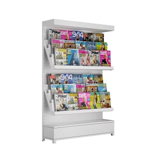 Modern White Stainless Steel Display Magazine Racks for Shop Library Bookshelf School & Newspaper Shelf