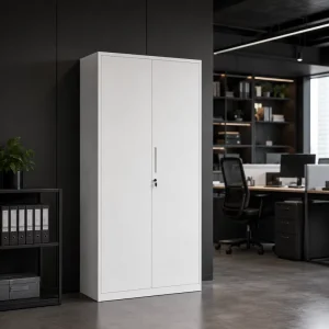 Modern White Steel Staff File Cabinet Fireproof Vertical 2 Swing Door Filing Storage Cabinet with Lock for Office Furniture