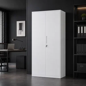 Modern White Steel Staff File Cabinet Fireproof Vertical 2 Swing Door Filing Storage Cabinet with Lock for Office Furniture