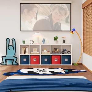Modern White Steel TV Cabinet with Modular Storage Cubes for Bedroom