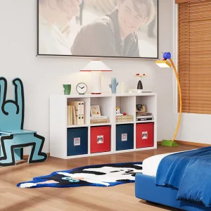 Modern White Steel TV Cabinet with Modular Storage for Bedroom and Living Room
