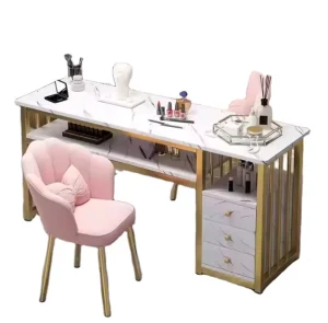 Modern White Wooden Nail Table with Durable Metal Base Commercial Living Room Furniture Nail Station Flash Durable