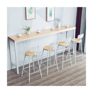 Modern White Wrought Iron Solid Wooden Barstools Leather Home Bar Restaurant Dining Kitchen Use Simplicity Furniture Bar Stool