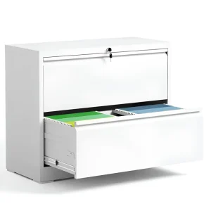 Modern Wide 2 Drawer Lateral File Cabinet with Key Lock Metal Office Storage Organizer for Letter Legal A4 Size Files