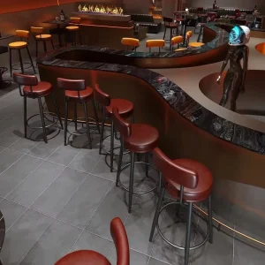 Modern Wood Bar Tables and Chairs for Lounge Livehouse Nightclub Commercial Bar Furniture Set with Sofas and Booth Seating
