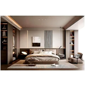 Modern Wood Bedroom Furniture Wardrobes and Nightstands with Full Customization for Hotel Apartment Villa Use